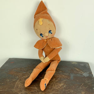 1950s Peach Velvet Elf On The Shelf Pixie Doll