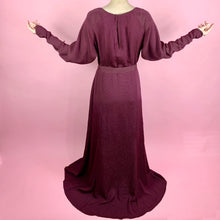 Load image into Gallery viewer, 1930s Burgundy &amp; Metallic Silk Crepe Gown With Keyhole
