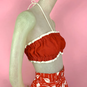 1940s Lipstick Red Bandeau Halter Top