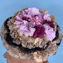 Load image into Gallery viewer, 1940s Flower Covered Miniature Boater Hat
