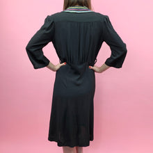 Load image into Gallery viewer, 1940s Rayon Crepe Dress W/ Rainbow Striped Collar
