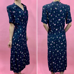 1940s Blueberry Novelty Print Cold Rayon Dress