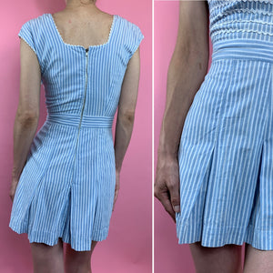 1940s 2 Piece Striped Playsuit With Matching Skirt