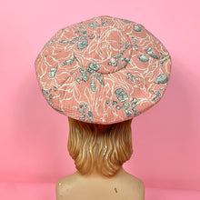 Load image into Gallery viewer, 1940s Seashell Novelty Print Tall Beret Hat w/ Original Ad
