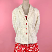 Load image into Gallery viewer, 1930s/1940s Shawl Collar Chenille Jacket w/ Red Buttons
