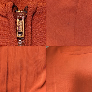 1940s Rust Rayon Crepe Dress