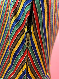Bias Cut 1930s Rainbow & Metallic Striped Evening Gown