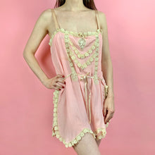 Load image into Gallery viewer, 1920s Pink Step-In w/ Scalloped Hem, Lace &amp; Ribbon Roses
