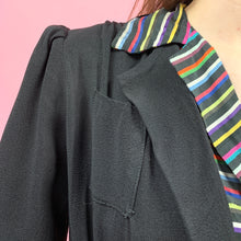 Load image into Gallery viewer, 1940s Rayon Crepe Dress W/ Rainbow Striped Collar
