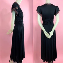 Load image into Gallery viewer, 1930s Rayon Jersey Gown With Pink Beading
