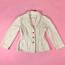 Load image into Gallery viewer, 1930s/1940s Shawl Collar Chenille Jacket w/ Red Buttons
