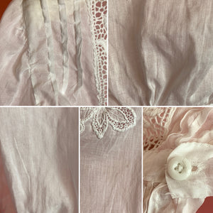 Edwardian Cotton Voile Blouse With Exquisite Lacework