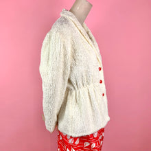 Load image into Gallery viewer, 1930s/1940s Shawl Collar Chenille Jacket w/ Red Buttons
