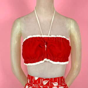 1940s Lipstick Red Bandeau Halter Top