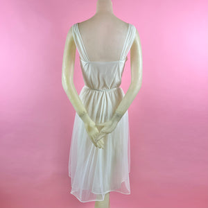 1960s Sheer Nylon Lingerie Dress w/ Lace Rose Appliqués