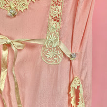 Load image into Gallery viewer, 1920s Pink Step-In w/ Scalloped Hem, Lace &amp; Ribbon Roses
