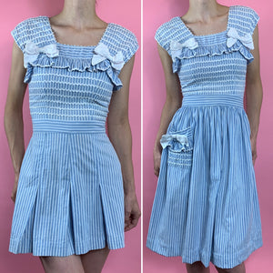 1940s 2 Piece Striped Playsuit With Matching Skirt