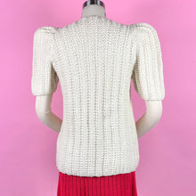 Load image into Gallery viewer, Early 1940s Chunky Knit Puff Sleeve Cardigan Sweater
