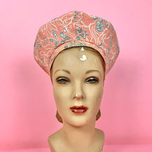 Load image into Gallery viewer, 1940s Seashell Novelty Print Tall Beret Hat w/ Original Ad
