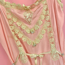 Load image into Gallery viewer, 1920s Pink Step-In w/ Scalloped Hem, Lace &amp; Ribbon Roses
