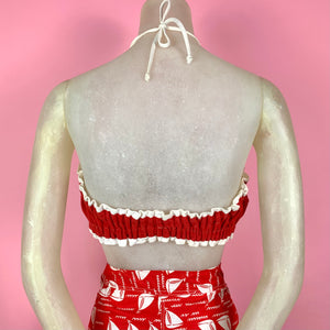 1940s Lipstick Red Bandeau Halter Top