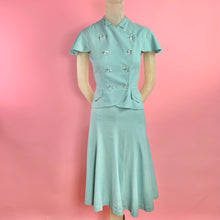 Load image into Gallery viewer, 1940s Kay Collier 2 pc Mint Green Set w/ Oversized Lucite Gem Buttons
