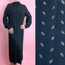 Load image into Gallery viewer, 1930s Crepe Dress With Lantern Sleeves &amp; Metallic Embroidery
