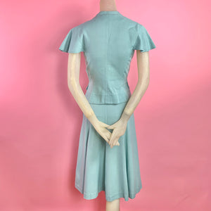 1940s Kay Collier 2 pc Mint Green Set w/ Oversized Lucite Gem Buttons