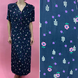 1940s Blueberry Novelty Print Cold Rayon Dress