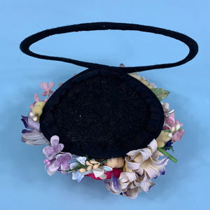 Late 1930s/Early 1940s Perch Hat Piled With Flowers