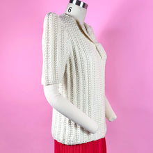 Load image into Gallery viewer, Early 1940s Chunky Knit Puff Sleeve Cardigan Sweater
