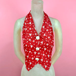 1930s Halter Vest w/ Nautical Novelty Print