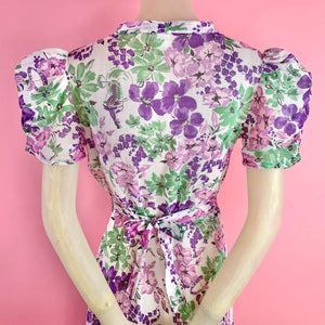 1930s Floral Cotton Victorian Novelty Print Dress
