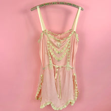 Load image into Gallery viewer, 1920s Pink Step-In w/ Scalloped Hem, Lace &amp; Ribbon Roses
